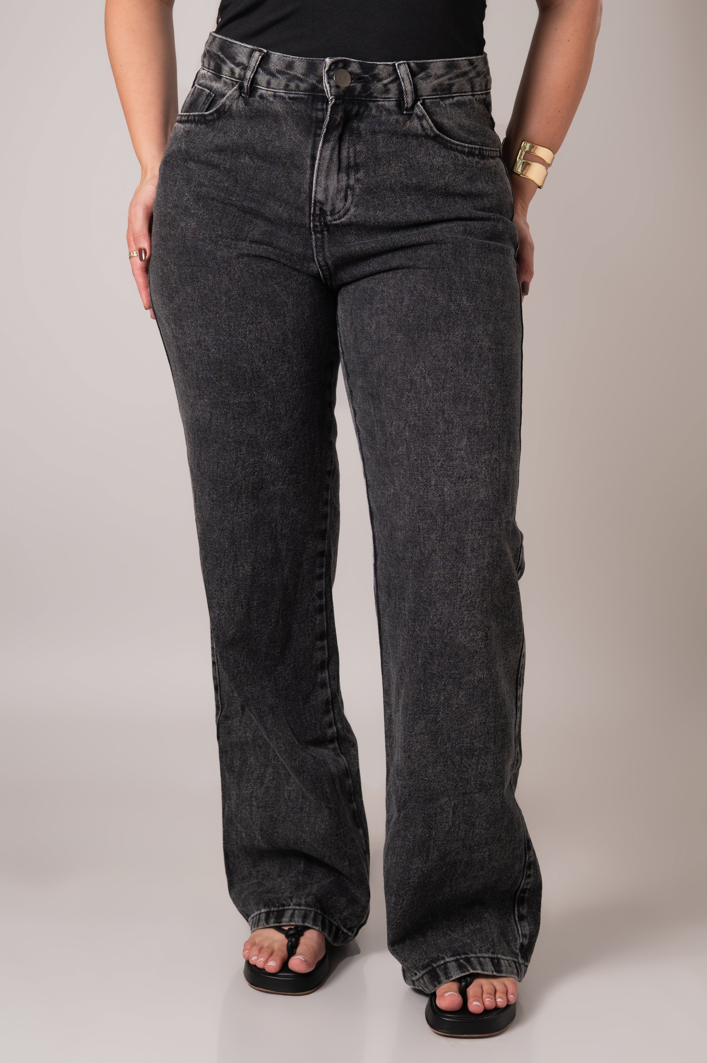 Calça Jeans Wide Leg Dark