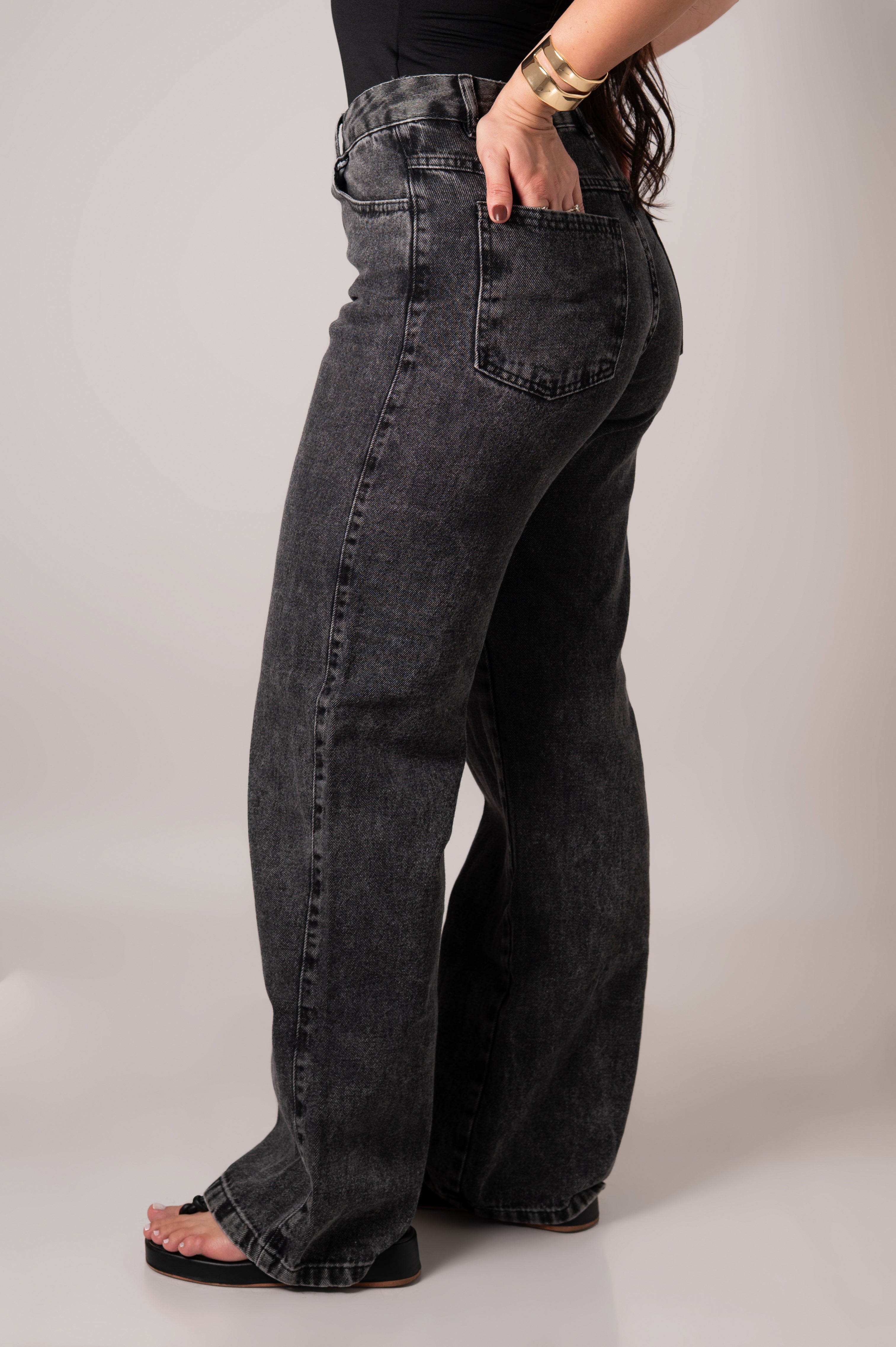 Calça Jeans Wide Leg Dark